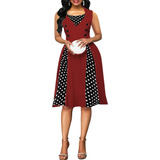 Vestido Vintage Pin Up Rojo Burdeo Va 407