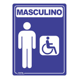 Placa De Sinalização Banheiro Masculino Acessível Pcd