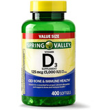 D3 125mcg, 5,000iu - Vitamina Spring Valley - 400 Softgels