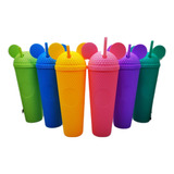 Pack Con 8 Vasos 700ml Texturizados Tapa Popote Colores