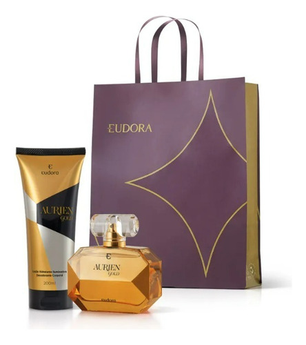 Kit Presente Aurien Gold Eudora 100ml Deo Colônia Feminino + Hidratante Corporal 200ml