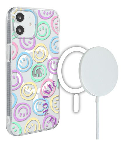 Funda Para iPhone Magsafe Con Nombre Para Mujer Smile Faces