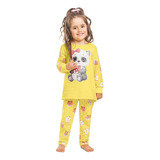 Pijama Infantil Feminino Em Moletom Brilha No Escuro - Kyly