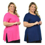 Kit 2 Blusas Femininas Plus Size Longa Confortável