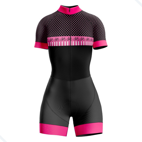 Macaquinho Conjunto Ciclismo Roupa Feminina Bikes Pto Uv 50+