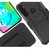 Funda Moto G8 (normal) Clip Uso Rudo + 2 Micas De Cristal