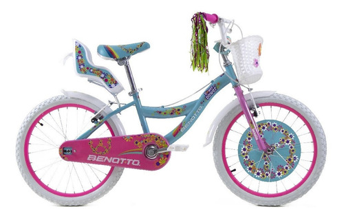 Bicicleta Niña Cross Flower Power R20 1v Aqua/rosa Benotto