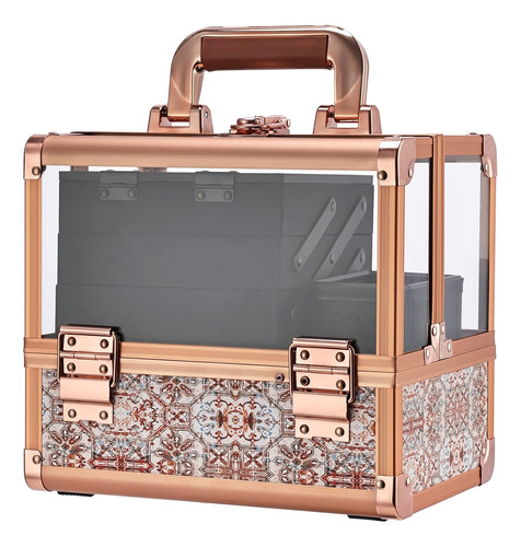 Joligrace Makeup Box Cosmetic Train Case With Clear Acryl Aa