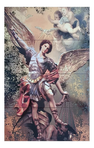 San Miguel Arcángel Imagen 50x80 Cm Mural En Azulejos 
