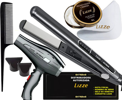 Kit Prancha Lizze Extreme Slim + Secador Lizze Extreme 2400w