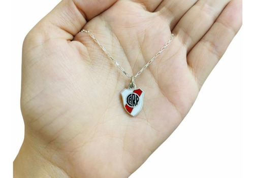 Cadena Force Dije Escudo River Plata Mediano Futbol Regalo