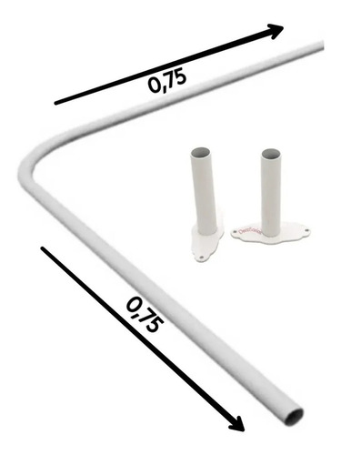 Barral Curvo 0,75 X 0,75 De Aluminio Blanco + Soportes Lujo!