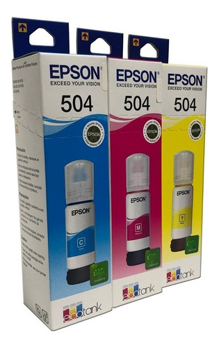 Combo 3 Botella Tinta Epson 504 Originales L4150 L4160 L6191