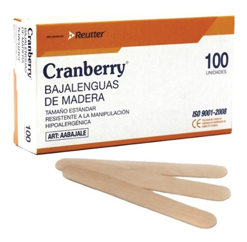 Bajalenguas Madera Cranberry Caja X 100