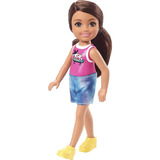 Muñeca Barbie Chelsea De 6 Pulgadas Morena Con Falda Brillan