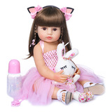 Maddie Boneca Bebe Reborn Rosa Princesa Menina Silicone Realista