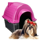 Casinha Iglu De Plástico Para Cães Pequenos Furacão Pet Nº2 Cor Rosa