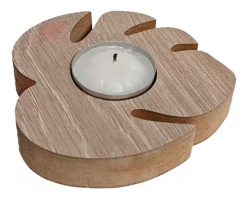 Portavela De Madera Mdf Forma De Hoja Velas De Noche