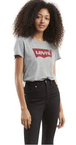 Playera Levis Mujer Basica Gris Original 0756