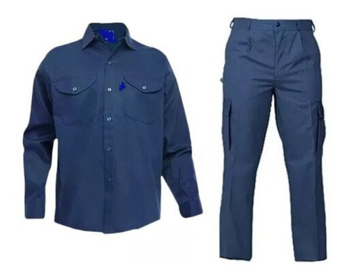 Pantalon Cargo Camisa Trabajo Azul Marino