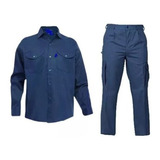 Pantalon Cargo Camisa Trabajo Azul