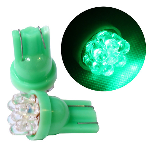 Foco Automotriz Luz 7 Leds Pellizco Verde Ds