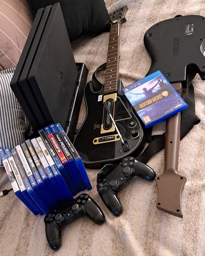 Playstation 4 Pro 1tb + Guitar Hero + Base + 2 Joys + Juegos