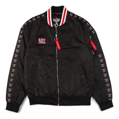 Chamarra Para Hombre Bomber Jacket Negra Bordado Boy London