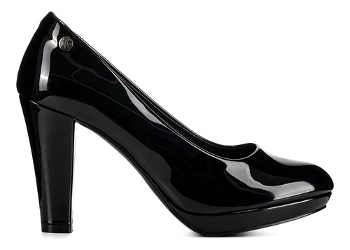 Zapato Tacones Negro Mujer Charol Elegante Comfort Weide