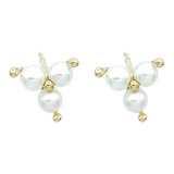 Aretes De Plata 925 Oro 18k Flor Perlas Blanco Mujer Regalo