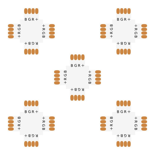 Kit 5pz - Conector Para Unir Tiras Led En Angulo Tipo L, T,  X - Tiras Led - Sin Broches