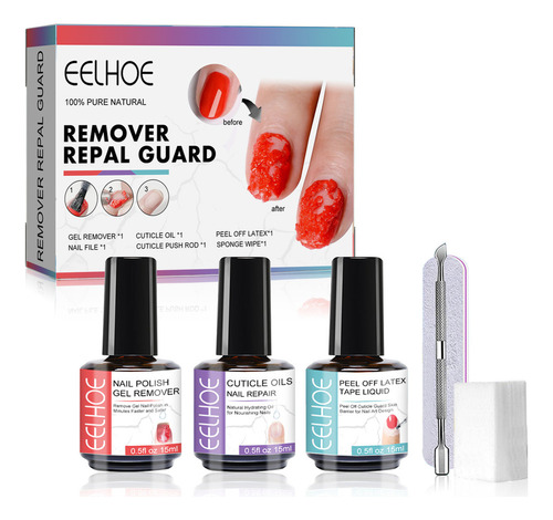 Kit De Removedor De Esmalte Em Gel Com Lixa De Unhas E Empur