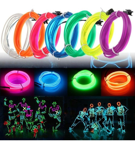 Hilo De Neon Led 3 Metros A Pila - Tuning - Hogar - Deco