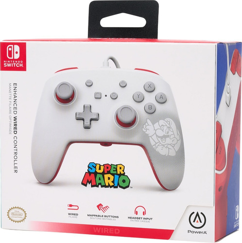 Control Alámbrico Super Mario Blanco - Nintendo Switch