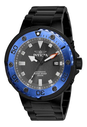 Reloj Invicta 24466 Acero Negro Hombre Automático Color Del Bisel Azul