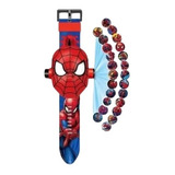 Reloj Para Niños De Spider-man Con Proyector Imágenes Marvel