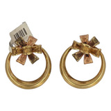 Aretes En Forma De Flor De Oro 14k Italy 