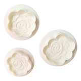 *kit 3 Cortadores Eyectores Rosas Abiertas Fondant Galleta