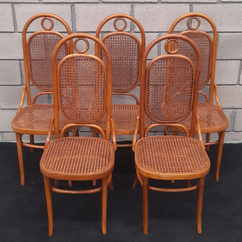 Antiguo Juego De 6 Sillas Originales Thonet Modelo 17 