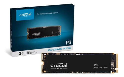 Ssd M.2 Nvme 2tb Crucial P3 Pcie Gen 3.0 Velocidade De Leitura 3500mb/s E Gravação 3000mb/s Pc Notebook