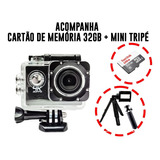 Kit Câmera Sports 4k Com Cartão De Memória 32gb E Mini Tripé