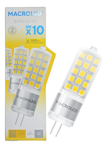 Lampara Bipin Led 4w G4 12v Macroled Pack X 10