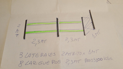 Modulo Rack 2,00x1,00x4,60mts C/2 Niveles Carga 3100kg