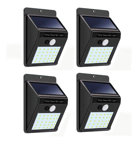 4 Lámparas Solar De 30 Leds Sensor Movimiento Super Oferta