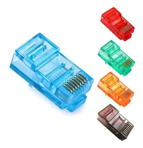 Plug Conector Rj45 De Colores Cat 5  Paquete -100 Piezas-