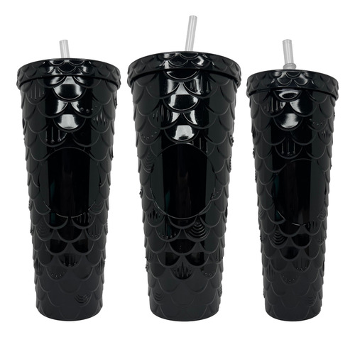 Trio Vasos 3pz Pack Texturizado Popote Tapa Varios Diseños