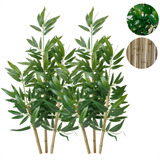 Kit 2 Plantas Artificiais Bambu Folha Grande Sem Vaso Decor