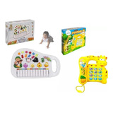   Kit Piano Infantil Teclado Com Sons De Bicho + Telefone 