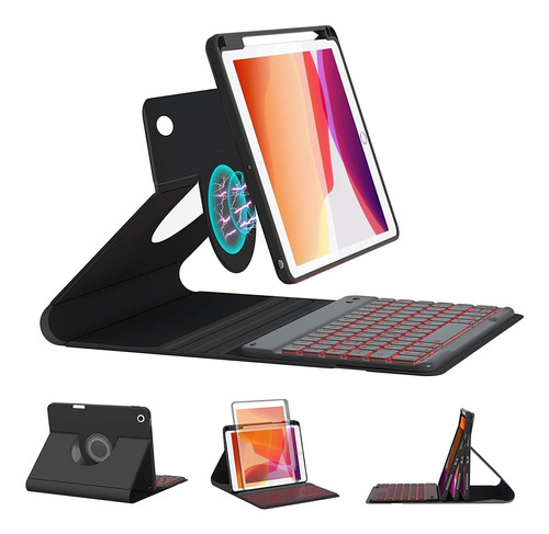 Funda Con Teclado Para iPad 10.2 9/8/7 Generacion Negra