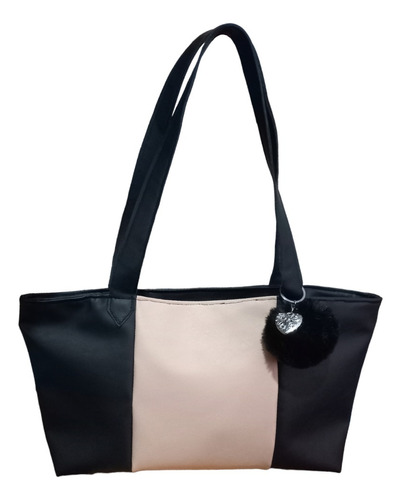 Cartera Bolso Tote Bag Eco Cuero Mujer Moda Doble Tira Negro